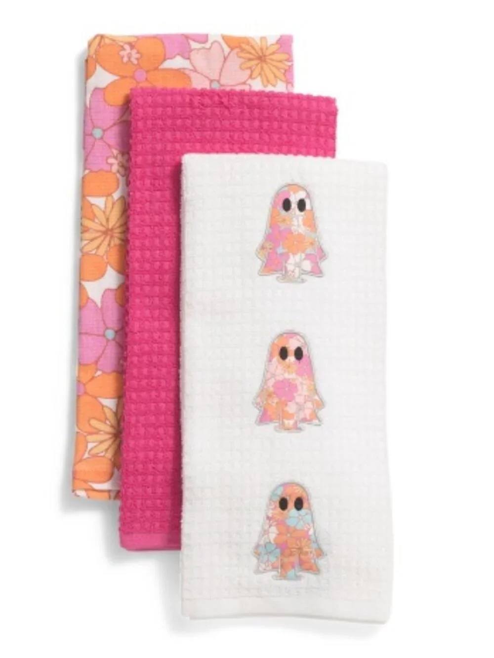 NWT GOBLIN & GHOUL Set Of 3 Halloween Hippie Ghosts Bamboo Kitchen Towels